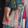 Sac style tog bag James Stramp en toile de jute recyclé et en cuir bleu – Image 2