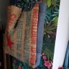Sac style tog bag James Stramp en toile de jute recyclé et en cuir bleu – Image 5