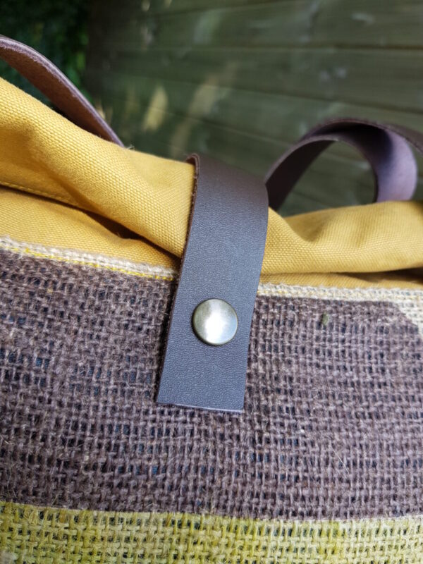Sac Ralph Gauthier en toile de jute recyclée et en toile épaisse moutarde – Image 4