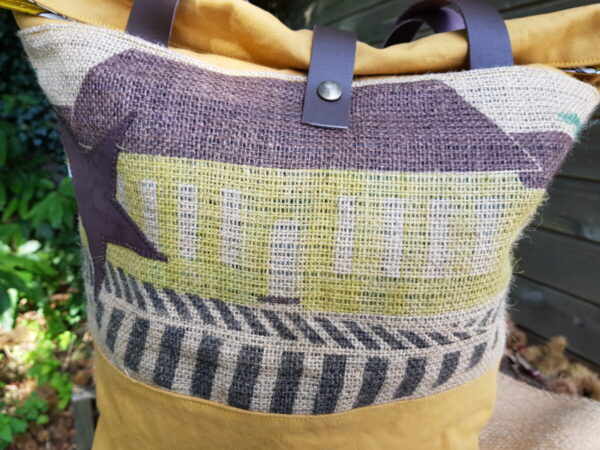 Sac Ralph Gauthier en toile de jute recyclée et en toile épaisse moutarde – Image 3