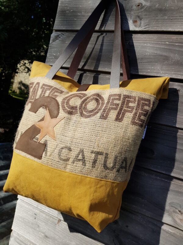 Sac Ralph Gauthier en toile de jute recyclée et en toile épaisse moutarde – Image 2