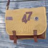 Sac bandoulière Sullivan en toile épaisse moutarde et en cuir marron fantaisie – Image 2