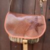 Sac arrondi Fix en simili cuir rouille et en cuir marron clair – Image 2