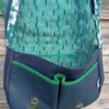Sac besace bandoulière Samuel Fallentin en simili cuir marine et en coton enduit fleurs fond vert – Image 8