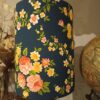 Petit abat jour cylindrique tissu vintage fleuri bleu – Image 3