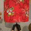 Abat jour ovale en tissu vinatge rouge – Image 2