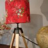 Abat jour ovale en tissu vinatge rouge – Image 3