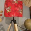 Abat jour ovale en tissu vinatge rouge – Image 5