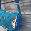 Sac besace bandoulière Samuel Fallentin en simili cuir bleu roi et tissu vintage – Image 3