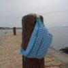 Sac banane XXL en coton vichy bleu