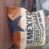 Sac cabas en toile de jute recyclé (sac à café) tête de mort et cuir – Image 5