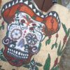 Sac cabas en toile de jute recyclé (sac à café) tête de mort et cuir – Image 3