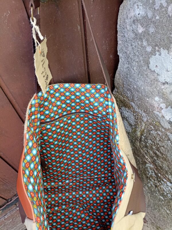 Sac cabas 80 jours en toile ancienne et toile de jute – Image 9