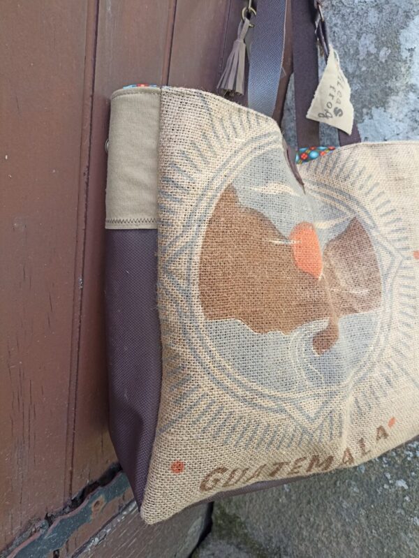 Sac cabas 80 jours en toile ancienne et toile de jute – Image 2