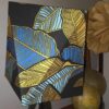 Abat jour en tissu wax ton bleu, doré, noir – Image 2