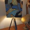 Abat jour en tissu wax ton bleu, doré, noir – Image 5