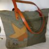 Sac cabas Mr Speedy en toile militaire recyclée et cuir camel – Image 2