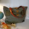 Sac cabas Mr Speedy en toile militaire recyclée et cuir camel – Image 5