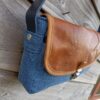 Kiouni sac bandoulière en jean et cuir camel foncé – Image 4