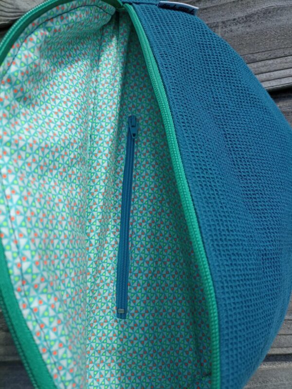Sac banane en coton uni bleu canard – Image 3