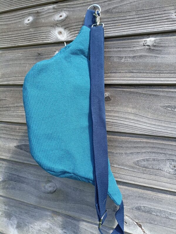 Sac banane en coton uni bleu canard – Image 4