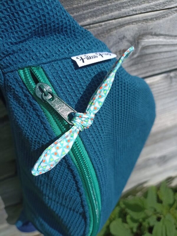 Sac banane en coton uni bleu canard – Image 6