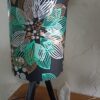 Petit abat jour cylindrique tissu wax noir, vert et doré – Image 5