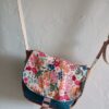 Sac fix en simili cuir rouille et en coton enduit jardin fleuri – Image 2