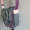 Sac fix en simili cuir gris antracite et en coton enduit fleurs de lotus – Image 2