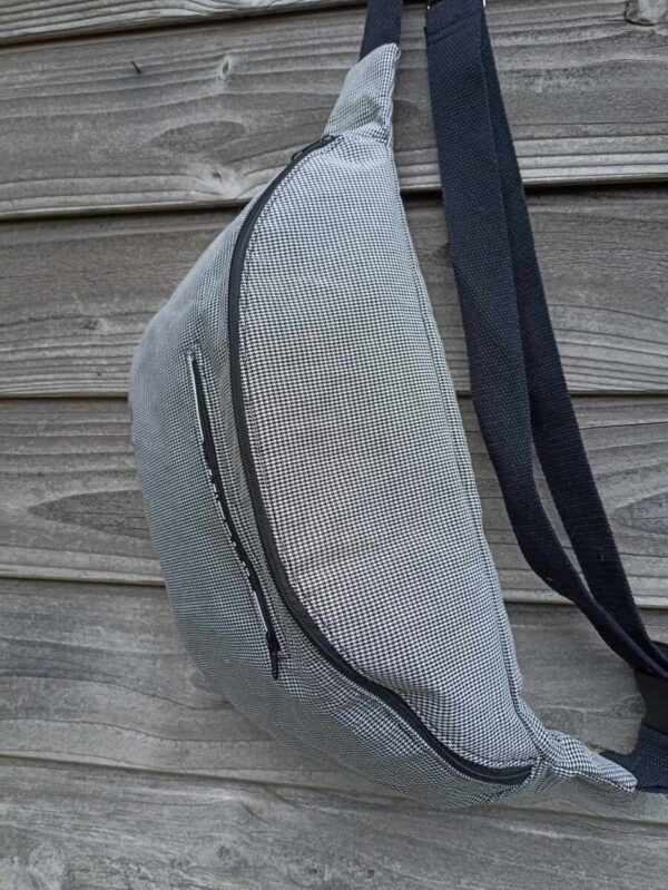 Sac banane XXL pied de poule noir et blanc – Image 3