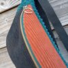 Banane petit modèle en velours tri colore noir rouille et bleu canard – Image 2
