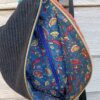 Banane petit modèle en velours tri colore noir rouille et bleu canard – Image 5