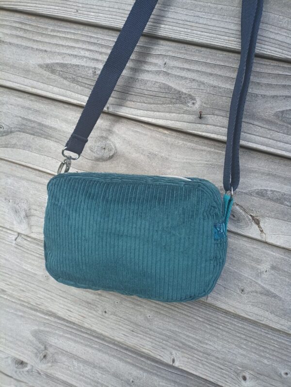 Sac Henrietta en velours bleu canard et floral – Image 7