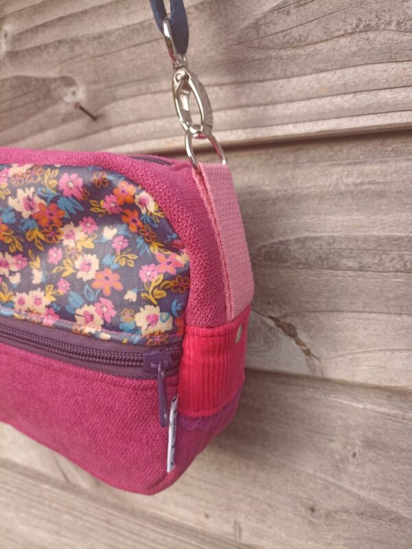 Sac Henrietta en velours ras rose et en coton enduit fleuri – Image 3