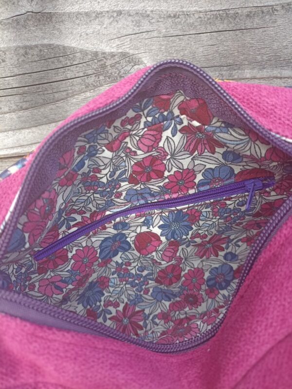 Sac Henrietta en velours ras rose et en coton enduit fleuri – Image 7