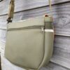 Sac fix en simili cuir kaki et coton enduit kaki fleuri – Image 4