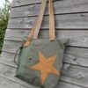 Sac cabas Decimus tissu militaire et cuir camel – Image 2