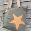 Sac cabas Decimus tissu militaire et cuir camel – Image 3