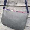 Sac bandoulière Fallentin en simili cuir gris et coton enduit fleurs roses – Image 6
